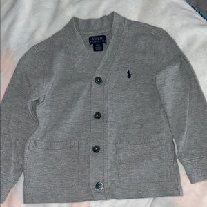 Polo by Ralph Lauren Toddler Heather Gray V-Neck Cardigan with Navy Pony 4/4T
